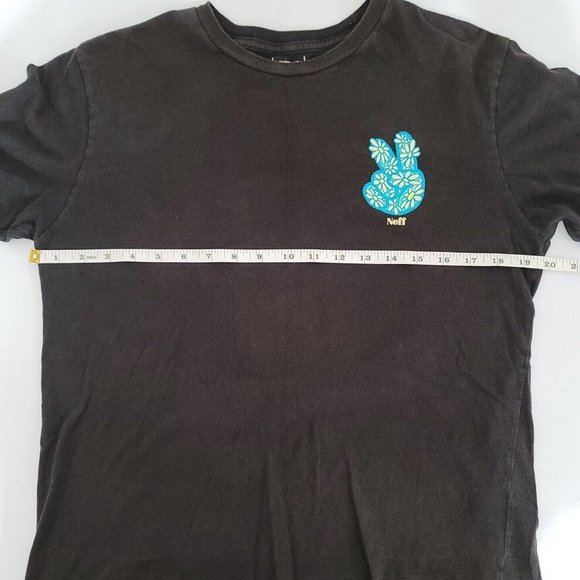 Neff Men's Black Long Sleeve T-Shirt Size M Peace Sign Retro Surf Skate Sk8 - Picture 8 of 10